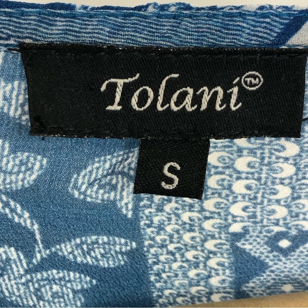 Tolani Blue floral, silk, BoHo mini dress - Picture 5 of 10